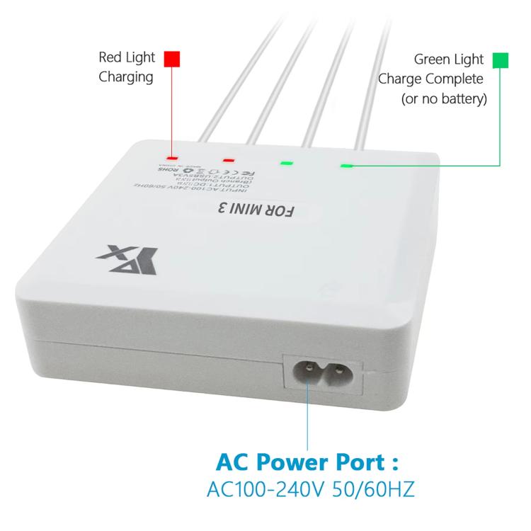 For DJI Mini 4 Pro / Mini 3 Pro / Mini 3 Drone YX 4-way Charger Battery Butler US Plug - free shipping - PMC TechLife - Order now!