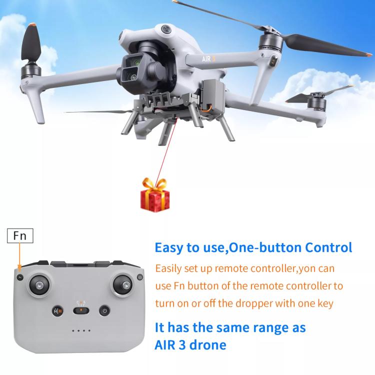 For DJI Air 3S / Air 3 Drone YX Airdrop System Rechargeable Thrower Load 500g(Gray) - free shipping - PMC TechLife - Order now!