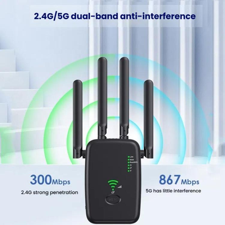 Urant U11 1200Mbps 2.4G&5.8G Wireless Repeater WiFi Signal Amplifier Support WPS Quick Setting UK Plug White - free shipping - PMC TechLife - Order now!