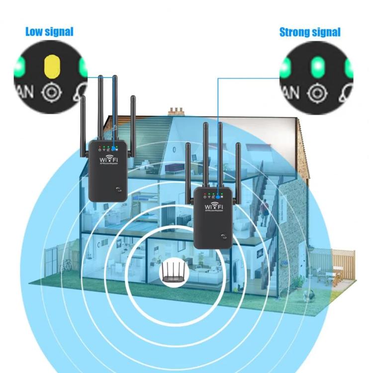 Urant U9 300Mbps 2.4G Wireless Repeater WiFi Signal Amplifier Support WPS Quick Setting US Plug Black - free shipping - PMC TechLife - Order now!