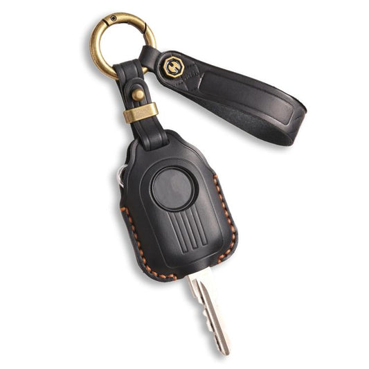 Hallmo For Peugeot Django 150 Motorcycle Natural Cowhide Key Protective Cover(Balck) - Car Key Cases by Hallmo | Online Shopping South Africa | PMC Jewellery | Buy Now Pay Later Mobicred