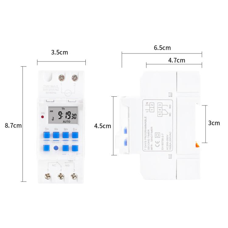 SINOTIMER TM919sA-2 220VAC 16A  1 Second Interval Programmable Digital Timer Switch 7 Days Auto ON OFF Din Rail Mounted - free shipping - PMc TechLife - Order now!