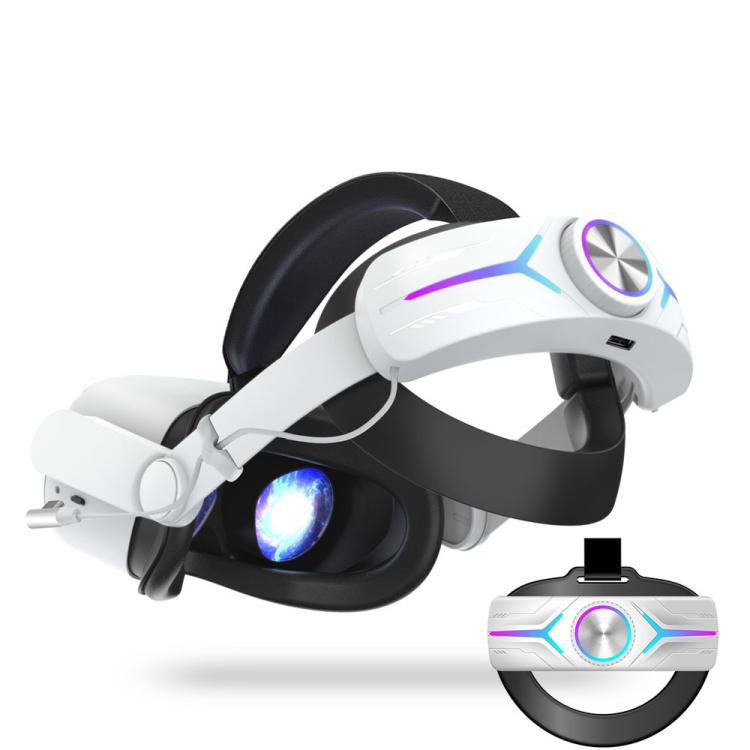 For Meta Quest 2 VR RGB Head Strap Adjustable Headband Built-in 8000 mAh Battery(Gaming White) - VR Accessories by PMc TechLife | Online Shopping South Africa | PMc TechLife | Buy Now Pay Later Mobicred