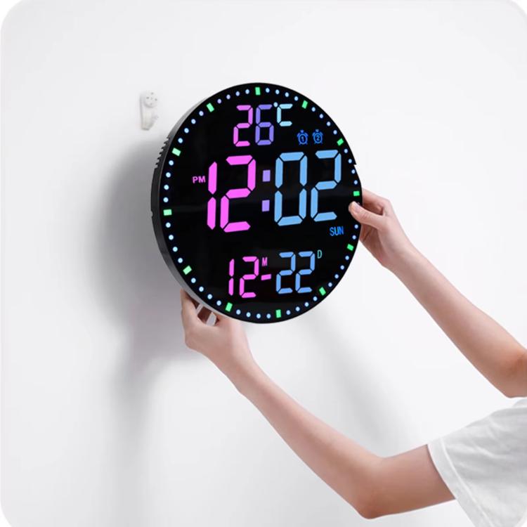 11.6-Inch RGB Wall Clock With Remote Control Multi-Functional Alarm Clock Bamboo+Bamboo - Wall Clock by PMc TechLife | Online Shopping South Africa | PMc TechLife | Buy Now Pay Later Mobicred