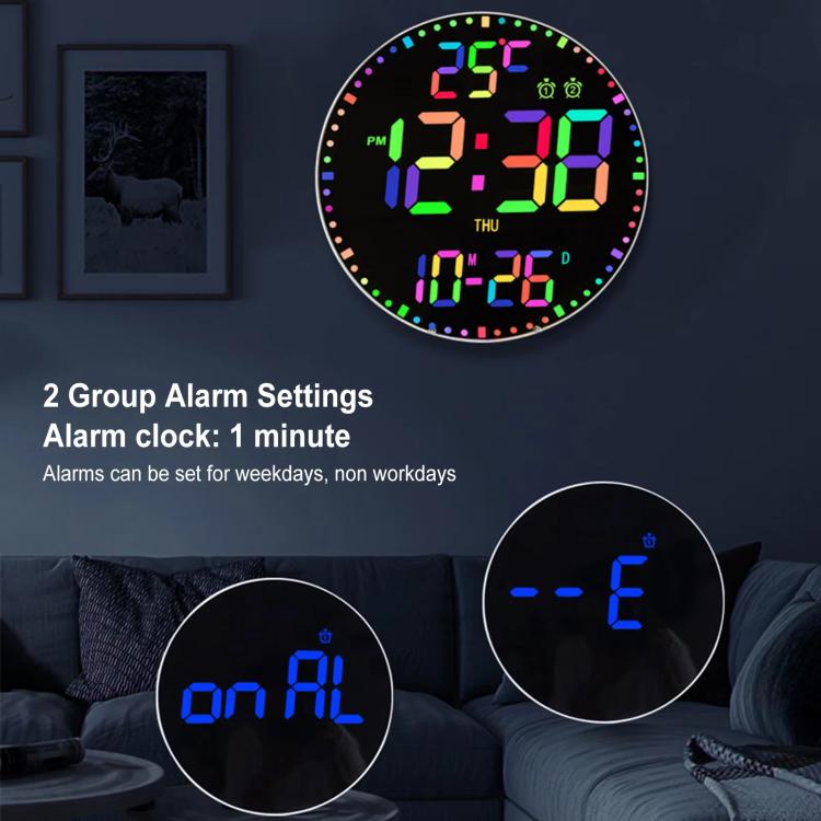 11.6-Inch RGB Wall Clock With Remote Control Multi-Functional Alarm Clock Bamboo+Bamboo - Wall Clock by PMc TechLife | Online Shopping South Africa | PMc TechLife | Buy Now Pay Later Mobicred