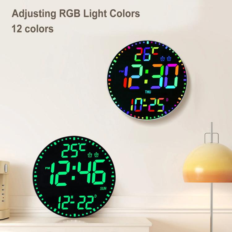 11.6-Inch RGB Wall Clock With Remote Control Multi-Functional Alarm Clock Bamboo+Bamboo - Wall Clock by PMc TechLife | Online Shopping South Africa | PMc TechLife | Buy Now Pay Later Mobicred