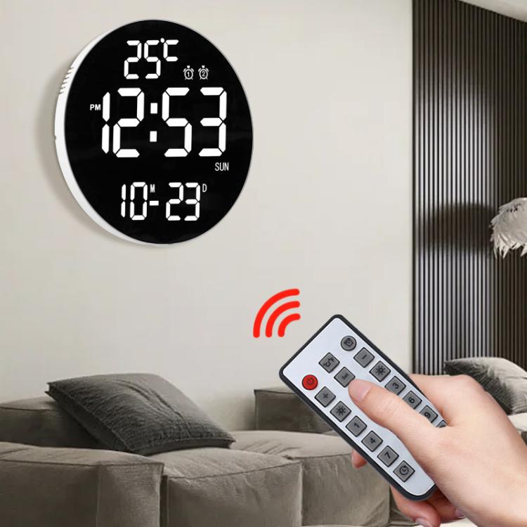 11.6-Inch White Light Wall Clock With Remote Control Multi-Functional Alarm Clock White+Black - Wall Clock by PMc TechLife | Online Shopping South Africa | PMc TechLife | Buy Now Pay Later Mobicred