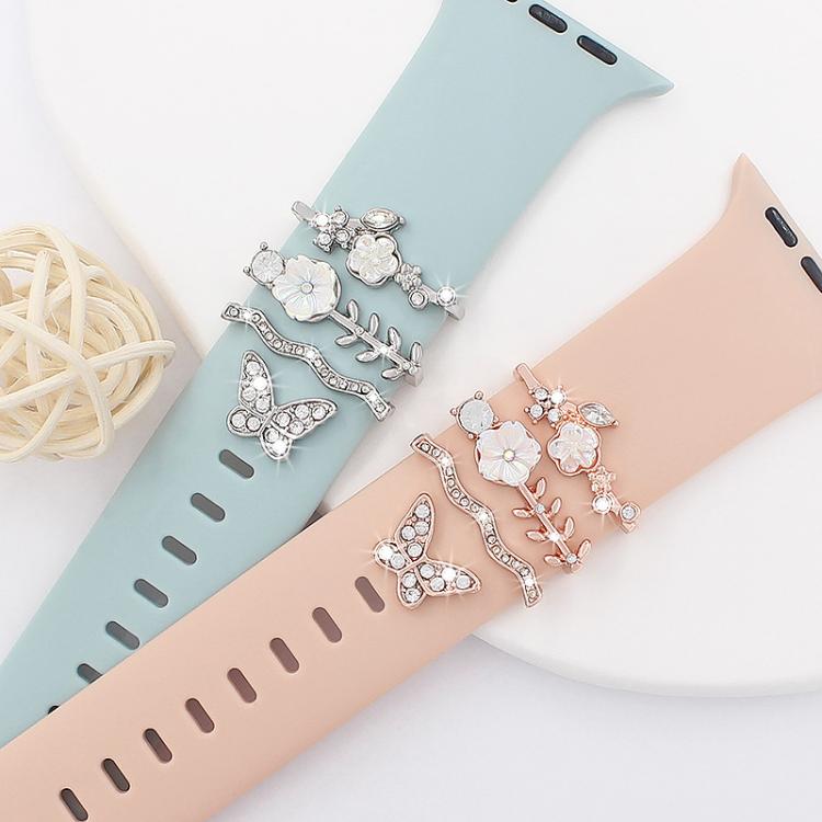 4pcs / Set 22mm Width Smart Watch Silicone Band Decorative Ring Metal Accessories(Rose Gold) - Watch Decorations by PMC TechLife | Online Shopping South Africa | PMC TechLife | Buy Now Pay Later Mobicred