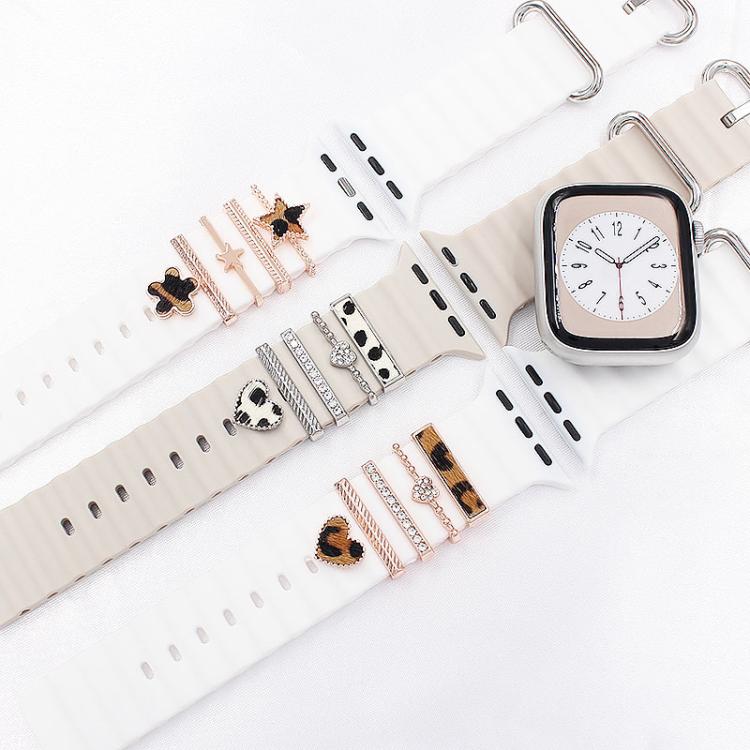 5pcs / Set 20mm Width Smart Watch Silicone Band Decorative Ring Metal Accessories, Style: Silver 5 - Watch Decorations by PMC TechLife | Online Shopping South Africa | PMC TechLife | Buy Now Pay Later Mobicred
