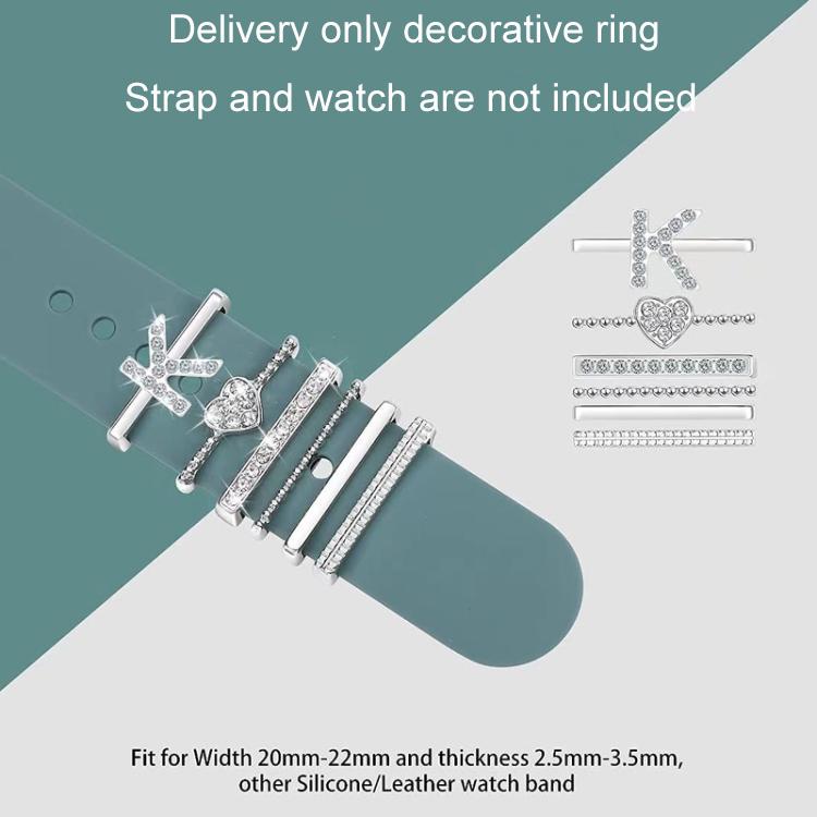 6pcs / Set Smart Watch Silicone Band Decorative Ring Metal Accessories, Size: M(Silver) - Watch Decorations by PMC TechLife | Online Shopping South Africa | PMC TechLife | Buy Now Pay Later Mobicred
