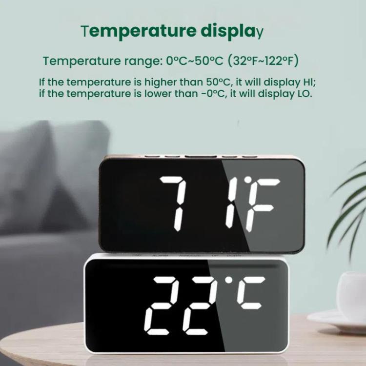 LED Mirror Digital Clock with Type-C Charging Port & 18650 Battery Compartment (Battery Not Included)(Black+Blue) - Alarm Clocks by PMc TechLife | Online Shopping South Africa | PMc TechLife | Buy Now Pay Later Mobicred