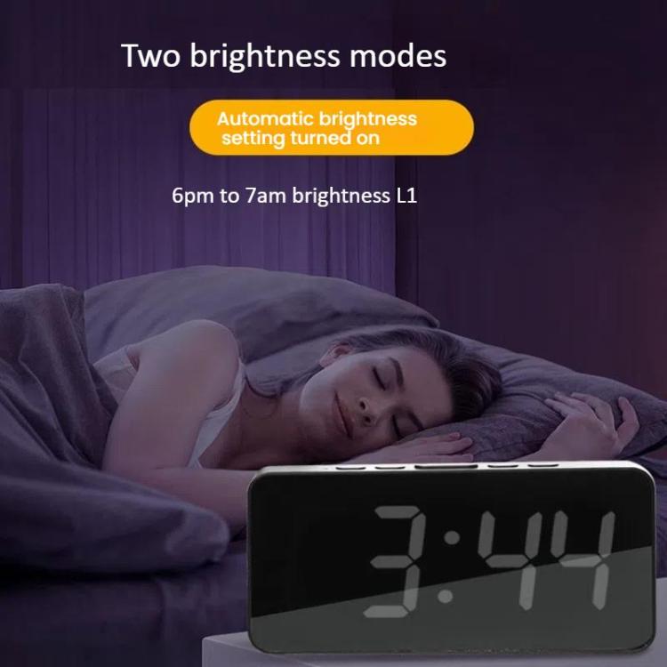 LED Mirror Digital Clock with Type-C Charging Port & 18650 Battery Compartment (Battery Not Included)(White+Blue) - Alarm Clocks by PMc TechLife | Online Shopping South Africa | PMc TechLife | Buy Now Pay Later Mobicred
