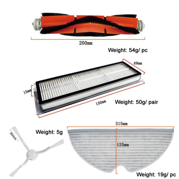 7pcs /Set For Xiaomi 1C / 2C / L10pro / D9 Sweeping Robot Accessories Main Side Brush Hepa Filter Mop Rag - For Xiaomi Accessories by PMc TechLife | Online Shopping South Africa | PMc TechLife | Buy Now Pay Later Mobicred