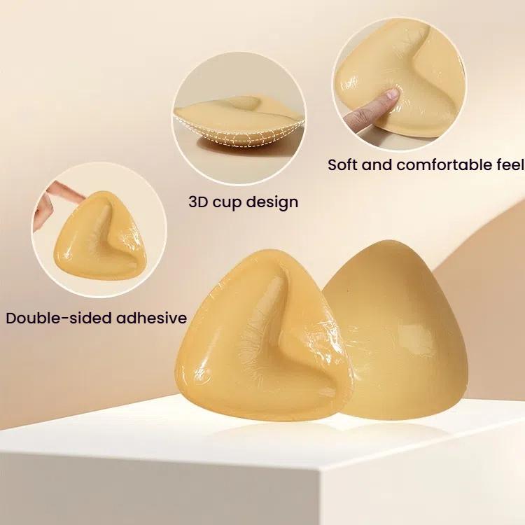 Double-Sided Silicone Thickened Inserts Gather Triangle Breast Pads, Size: L/C(Medium Skin Color With Orange Box) - free shipping - PMC TechLife - Order now!