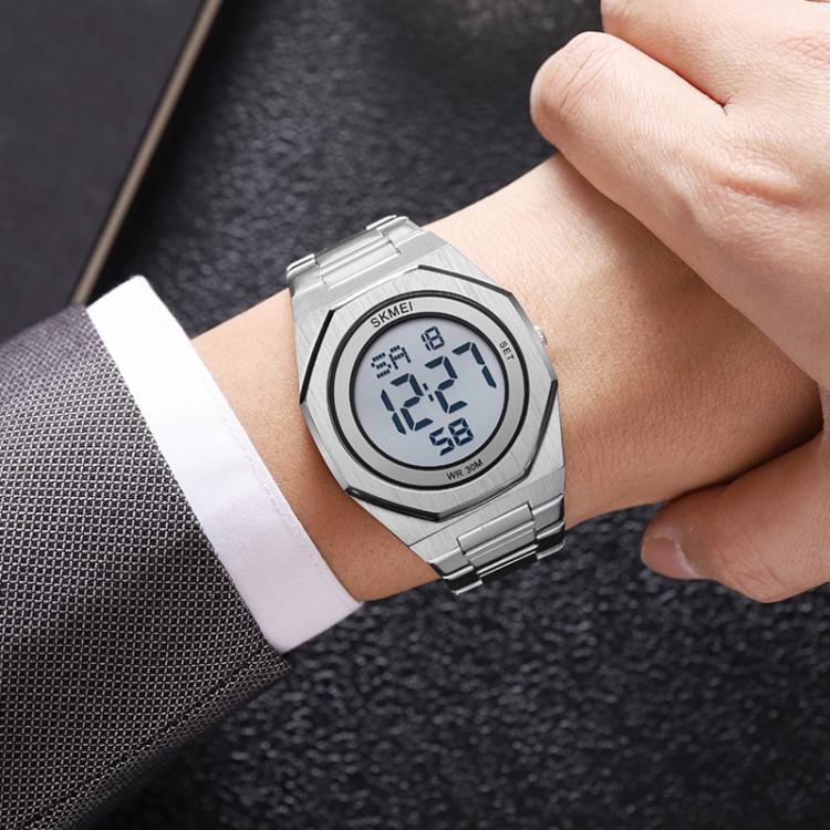 SKMEI 2479 Men Business Casual Multi-Function Chronograph Electronic Watch(Silver) - free shipping - PMC TechLife - Order now!