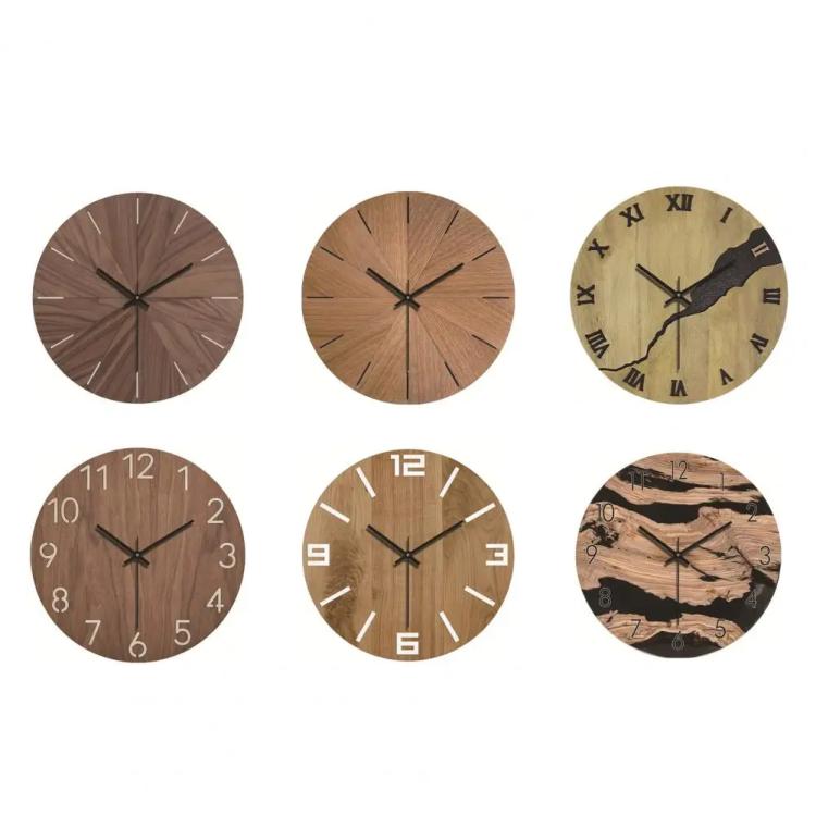 12-inch Imitation Wood Grain Texture Decorative Wall Clock Silent Quartz Clock Holiday Gift HR-CMW19 - free shipping - PMC TechLife - Order now!