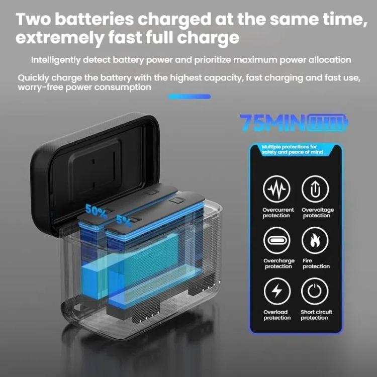 For Insta360 X4 TELESIN Battery Charger Dual Battery Storage Charging Case - free shipping - PMC TechLife - Order now!