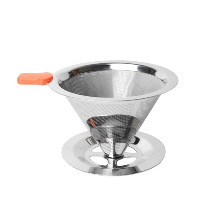 V60 Stainless Steel Coffee Filter with Base for Pour Over Brewing, Spec: 1-2 Cups 300-mesh - free shipping - PMC TechLife - Order now!