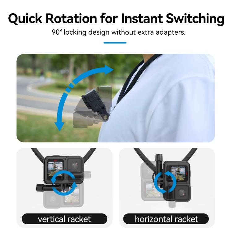 TELESIN Action Camera Neck Holder SE2.0 POV Perspective Bracket With Adjustable Chest Strap(Black) - free shipping - PMC TechLife - Order now!