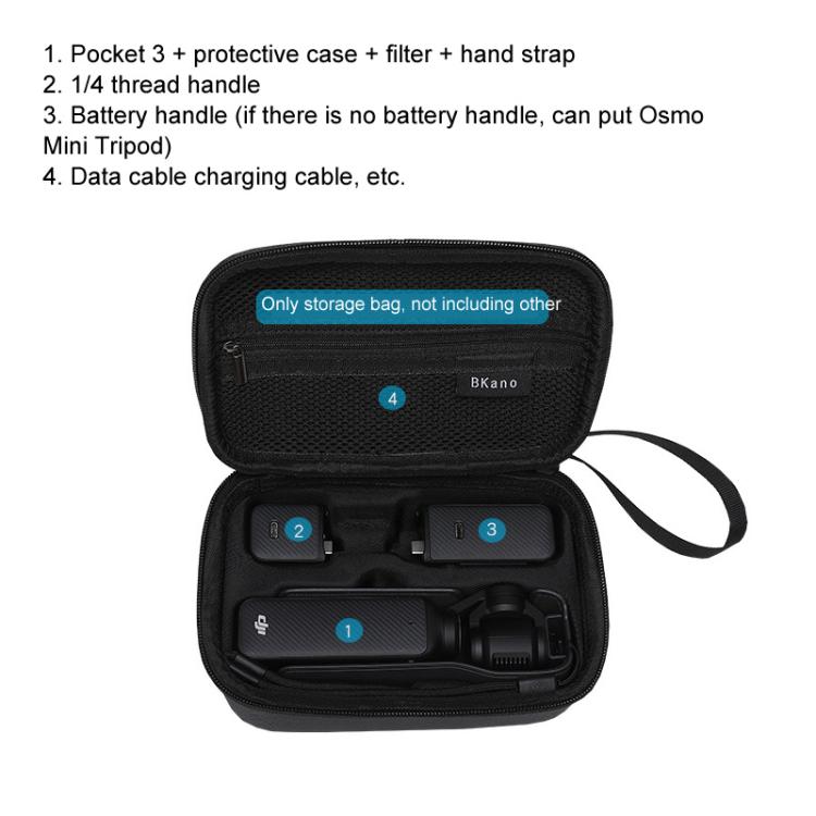 For DJI Pocket 3 Standard/Long-Battery Version BKANO Hard Case Slim Handheld Storage Bag(Black) - free shipping - PMC TechLife - Order now!