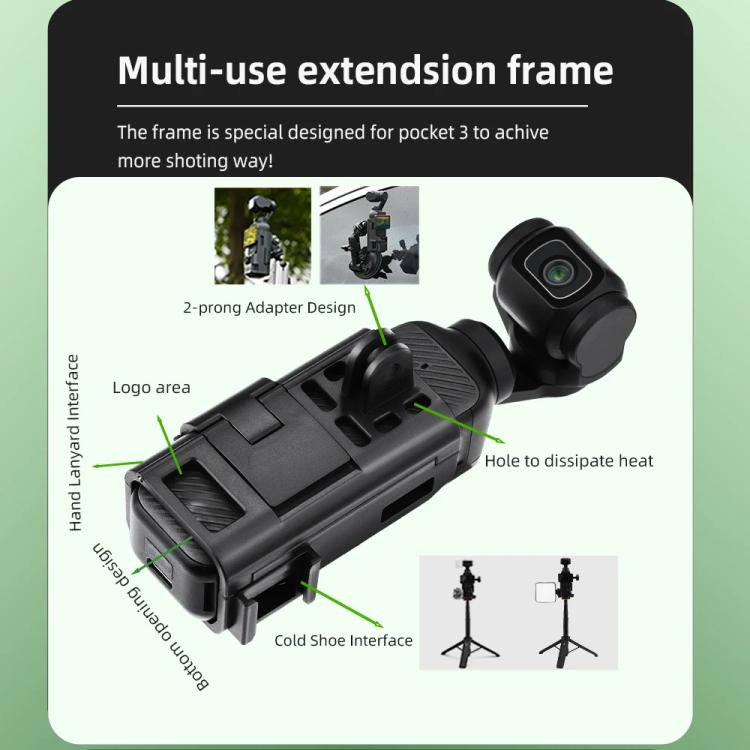 For DJI Osmo Pocket 3 Flymile Multi-Purpose Adapter Frame Expandable Mount(Black) - free shipping - PMC TechLife - Order now!