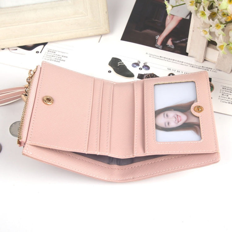 Lady Short Cross-Streaked Suzip Wallet(Pink) - Wallets by PMC TechLife | Online Shopping South Africa | PMC TechLife | Buy Now Pay Later Mobicred