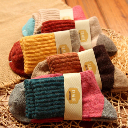 5 Pairs Winter Vintage Rabbit Wool Socks Thicken Patchwork Cotton Socks, Size:Free Size(blue socks) - Tube Socks by PMC Jewellery | Online Shopping South Africa | PMC Jewellery