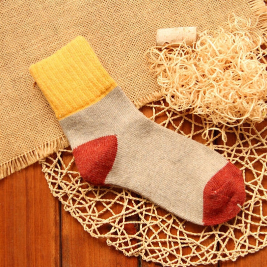 5 Pairs Winter Vintage Rabbit Wool Socks Thicken Patchwork Cotton Socks, Size:Free Size(yellow socks) - Tube Socks by PMC Jewellery | Online Shopping South Africa | PMC Jewellery