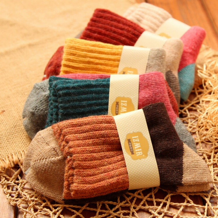 5 Pairs Winter Vintage Rabbit Wool Socks Thicken Patchwork Cotton Socks, Size:Free Size(yellow socks) - Tube Socks by PMC Jewellery | Online Shopping South Africa | PMC Jewellery