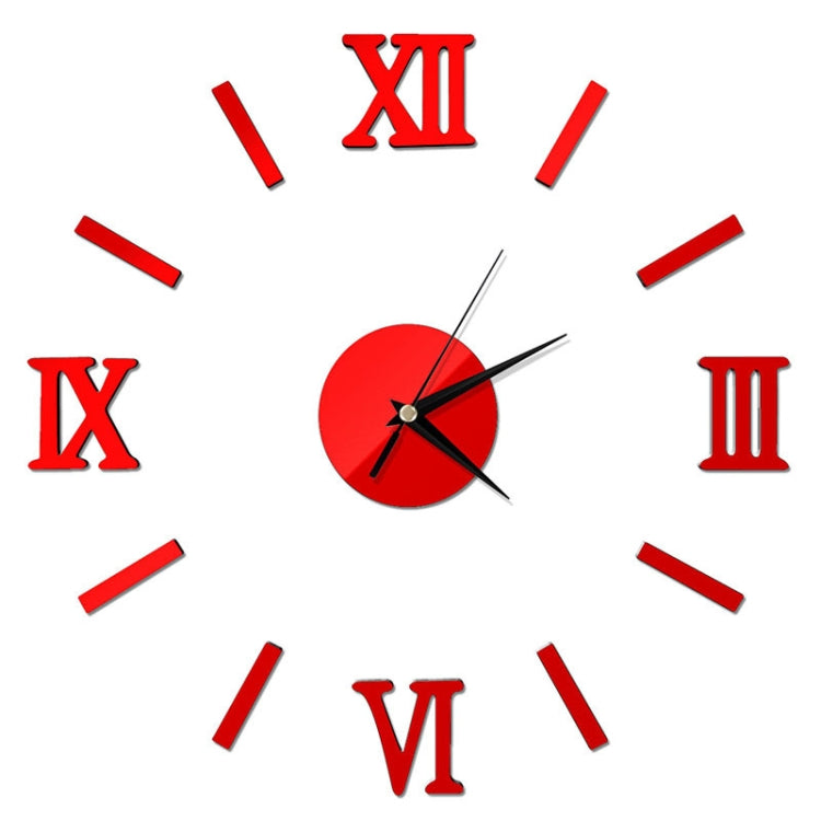 Modern DIY Indoor Roman Wall Clock Mirror Effect 3D Wall Sticker(Red) - Wall Clock by PMc TechLife | Online Shopping South Africa | PMc TechLife | Buy Now Pay Later Mobicred