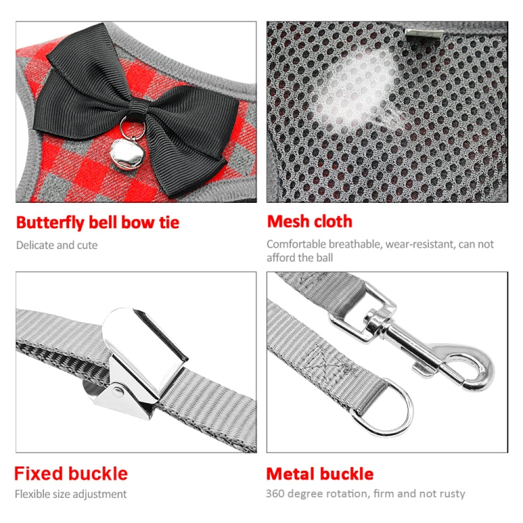 Adjustable Bow Plaid Vest Lead Pull Rope Leash for Cat Dog Pet(L) - free shipping - PMC TechLife - Order now!