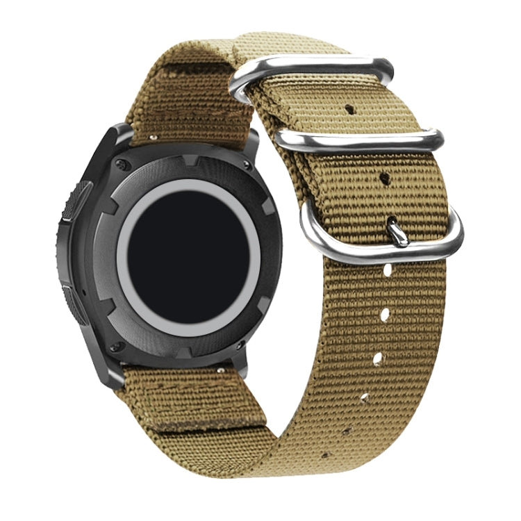 Washable Nylon Canvas Watchband, Band Width:20mm(Khaki with Silver Ring Buckle) - free shipping - PMC TechLife - Order now!