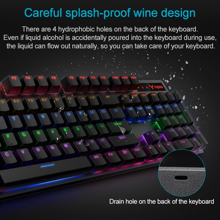 Rapoo V500 PRO Mixed Light 104 Keys Desktop Laptop Computer Game Esports Office Home Typing Wired Mechanical Keyboard(Black Shaft) - Wired Keyboard by Rapoo | Online Shopping South Africa | PMC Jewellery | Buy Now Pay Later Mobicred