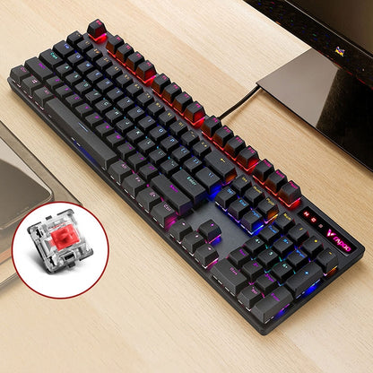 Rapoo V500 PRO Mixed Light 104 Keys Desktop Laptop Computer Game Esports Office Home Typing Wired Mechanical Keyboard(Red Shaft) - Wired Keyboard by Rapoo | Online Shopping South Africa | PMC Jewellery | Buy Now Pay Later Mobicred