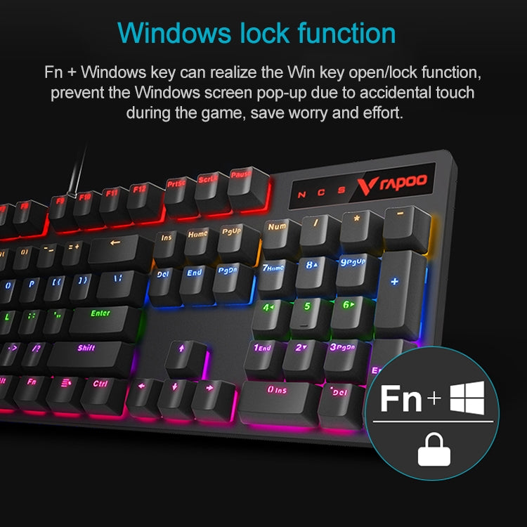 Rapoo V500 PRO Mixed Light 104 Keys Desktop Laptop Computer Game Esports Office Home Typing Wired Mechanical Keyboard(Red Shaft) - Wired Keyboard by Rapoo | Online Shopping South Africa | PMC Jewellery | Buy Now Pay Later Mobicred