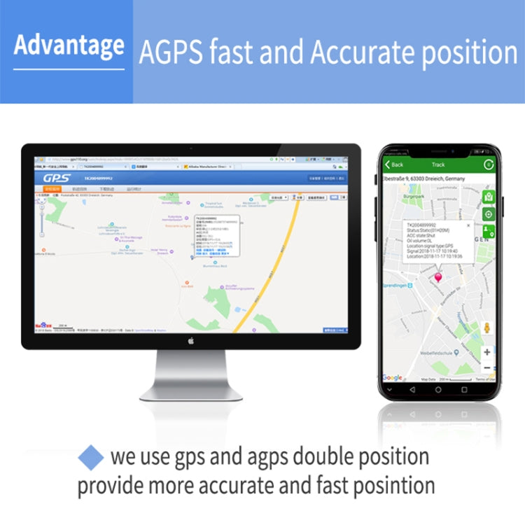 TK202B 2G Car Truck Vehicle Tracking GSM GPRS GPS Tracker Support AGPS, Battery Capacity: 5000MA - free shipping - PMC TechLife - Order now!