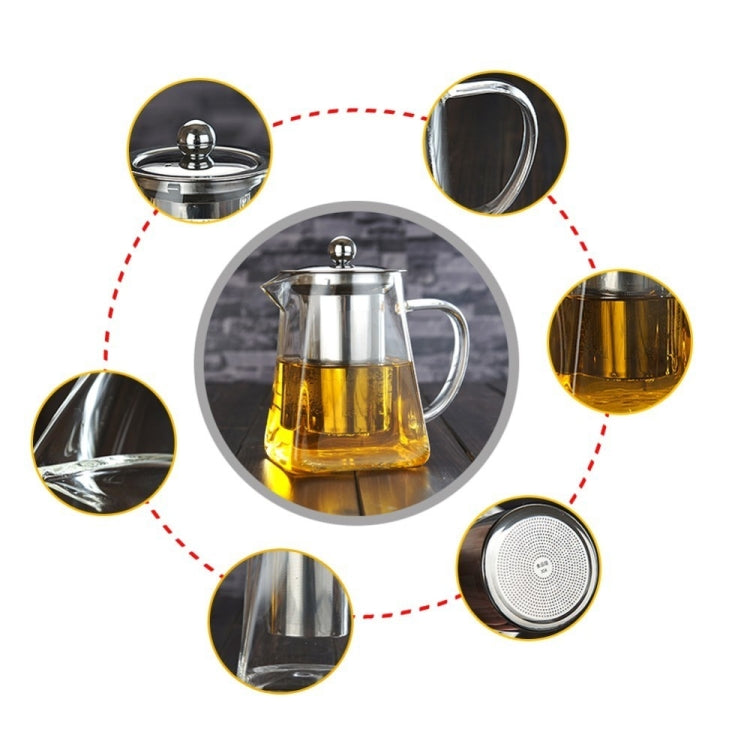 Stainless Steel Clear Heat Resistant Glass Filter Tea Pot, Capacity: 550ml - Teapots by PMC TechLife | Online Shopping South Africa | PMC TechLife
