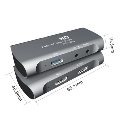 Z27 HDM Female + Mic to HDM Female USB 2.0 Video Audio Capture Box(Dark Gray) - Video Capture Solutions by PMC Jewellery | Online Shopping South Africa | PMC Jewellery | Buy Now Pay Later Mobicred