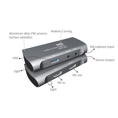 Z27 HDM Female + Mic to HDM Female USB 2.0 Video Audio Capture Box(Dark Gray) - Video Capture Solutions by PMC Jewellery | Online Shopping South Africa | PMC Jewellery | Buy Now Pay Later Mobicred