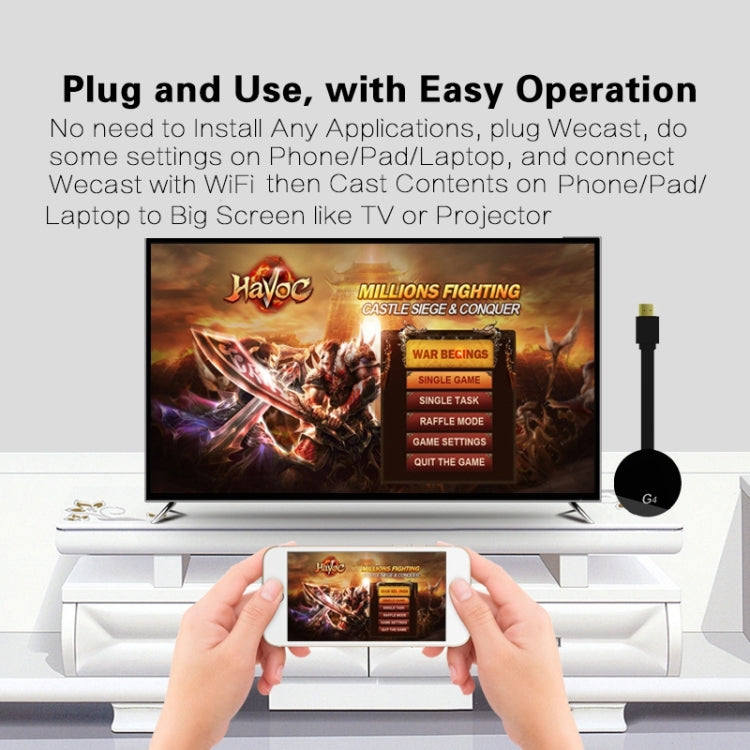 G4 Wireless WiFi Display Dongle Receiver Airplay Miracast DLNA TV Stick for iPhone, Samsung, and other Android Smartphones, Dual Core Cortex A7 up to 1.5GHz(Black) - Wireless Display Dongle by PMC Jewellery | Online Shopping South Africa | PMC Jewellery | Buy Now Pay Later Mobicred