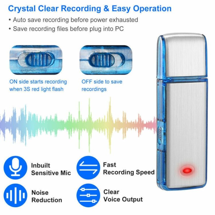 SK858 16GB Rechargeable Portable U-Disk Meeting Voice Recorder (Blue) - U-Disk Recorder by PMC Jewellery | Online Shopping South Africa | PMC Jewellery | Buy Now Pay Later Mobicred