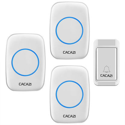 CACAZI A10G One Button Three Receivers Self-Powered Wireless Home Cordless Bell, US Plug(White) - Wireless Doorbell by CACAZI | Online Shopping South Africa | PMC Jewellery | Buy Now Pay Later Mobicred