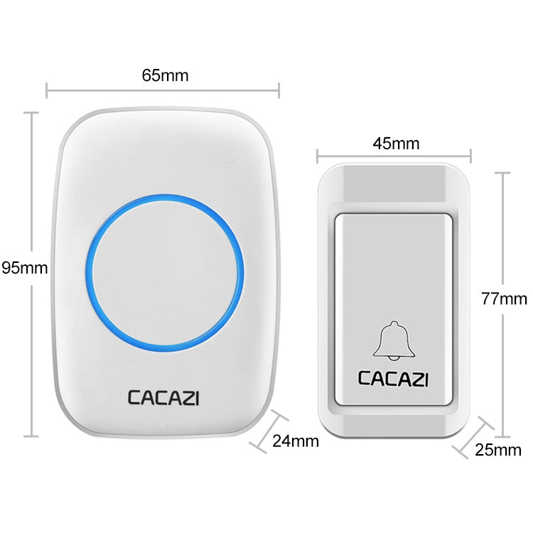 CACAZI A10G One Button Three Receivers Self-Powered Wireless Home Cordless Bell, US Plug(White) - Wireless Doorbell by CACAZI | Online Shopping South Africa | PMC Jewellery | Buy Now Pay Later Mobicred