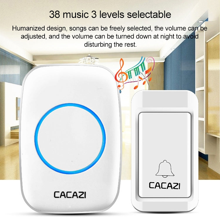 CACAZI A10G One Button Three Receivers Self-Powered Wireless Home Cordless Bell, US Plug(White) - Wireless Doorbell by CACAZI | Online Shopping South Africa | PMC Jewellery | Buy Now Pay Later Mobicred