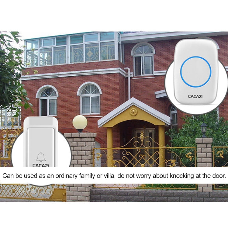 CACAZI A10G One Button Three Receivers Self-Powered Wireless Home Cordless Bell, US Plug(White) - Wireless Doorbell by CACAZI | Online Shopping South Africa | PMC Jewellery | Buy Now Pay Later Mobicred