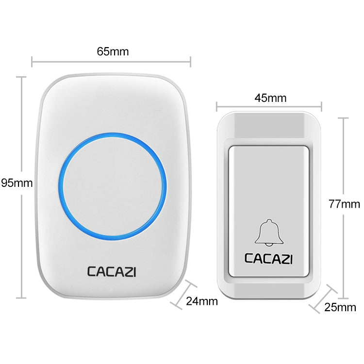 CACAZI A10G One Button One Receivers Self-Powered Wireless Home Cordless Bell, US Plug(White) - Wireless Doorbell by CACAZI | Online Shopping South Africa | PMC Jewellery