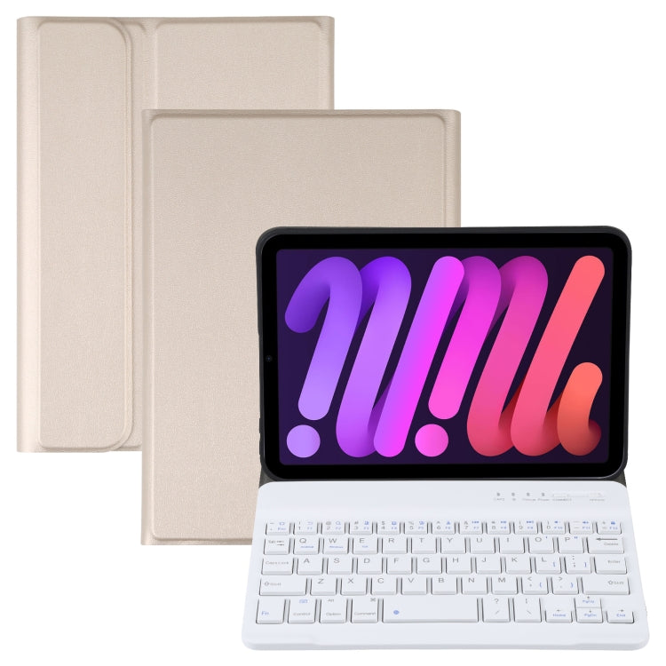 A06 Detachable Lambskin Texture Ultra-thin TPU Bluetooth Keyboard Leather Tablet Case with Stand For iPad mini 6 (Gold) - For iPad mini by PMC TechLife | Online Shopping South Africa | PMC TechLife