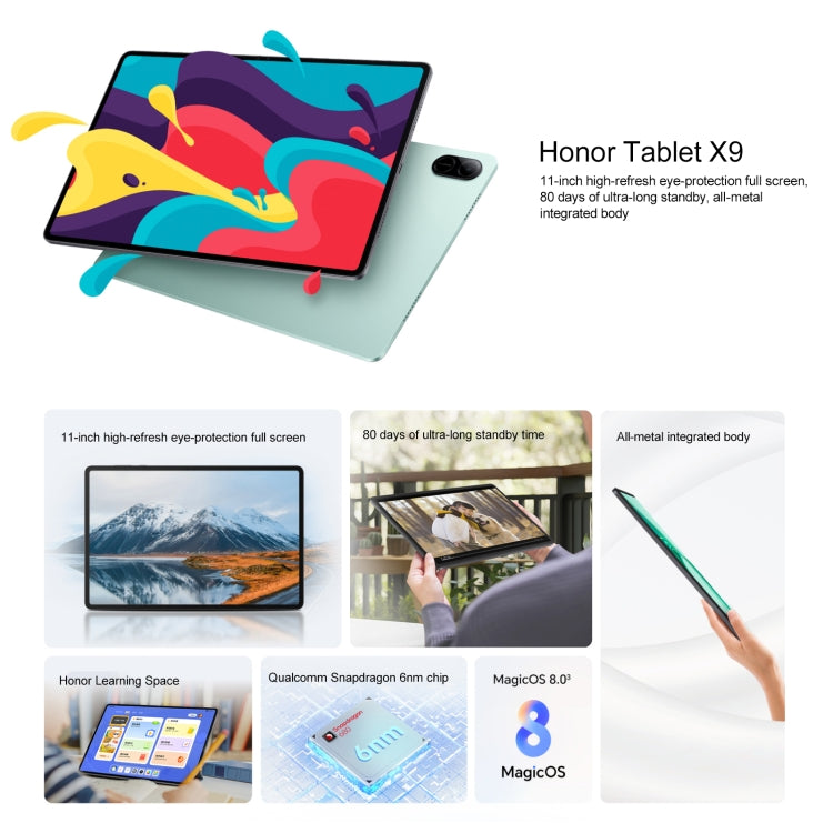 Honor Pad X9 WiFi Tablet PC, 11 inch 6GB+128GB MagicOS 8.0 Qualcomm Snapdragon 680 Octa Core (Grey) - free shipping - PMC Jewellery - Order now!