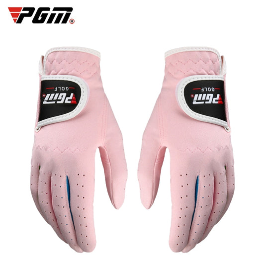 PGM One Pair Golf Microfiber Cloth Soft Comfortable Gloves for Children (Color:Pink Size:14) - Safety Gloves by PGM | Online Shopping South Africa | PMC Jewellery | Buy Now Pay Later Mobicred