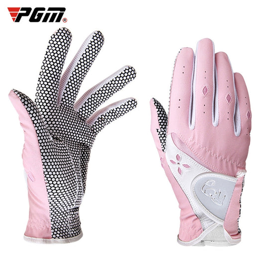 PGM One Pair Golf Non-Slip PU Leather Gloves for Women (Color:Pink Size:21) - Safety Gloves by PGM | Online Shopping South Africa | PMC Jewellery | Buy Now Pay Later Mobicred